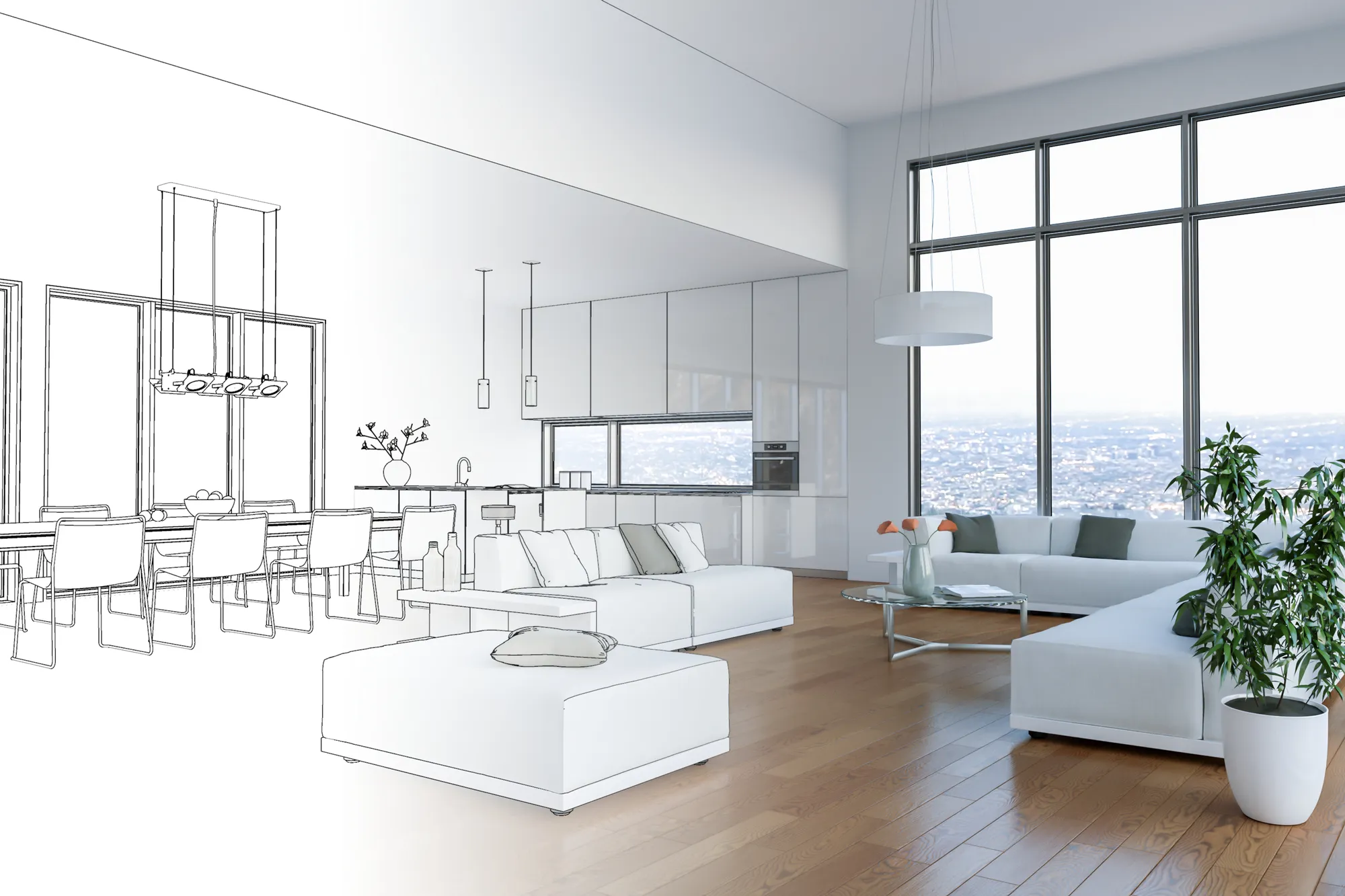 Render interior de una vivienda prime